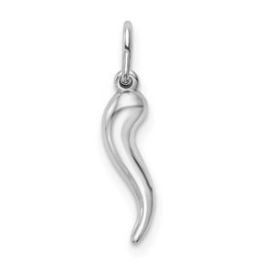 Real 10K White Gold Small Italian Horn Pendant Charm